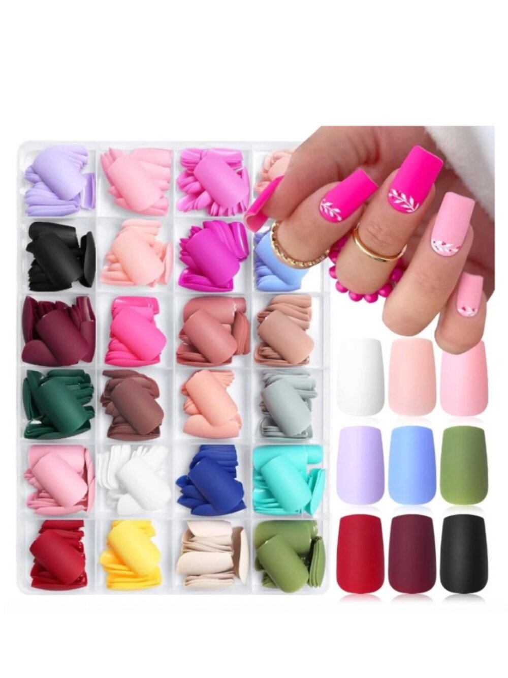 Colorful Medium Square Press On Nails